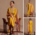 Yellow Embroidered Silk Blend Kurta Set
