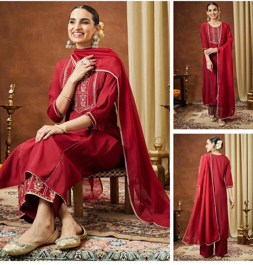 Regalia in Maroon: Chanderi Kurta Set