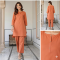 Rust Orange Solid Co-Ord Set with Straight Pants