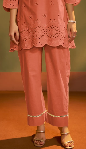 Women’s Rust Pure Cotton Embroidery Detail Co-Ord Set