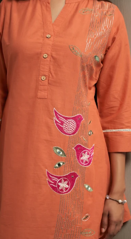 Women’s Pure Cotton Embroidered Kurta and Coordinated Pant Set