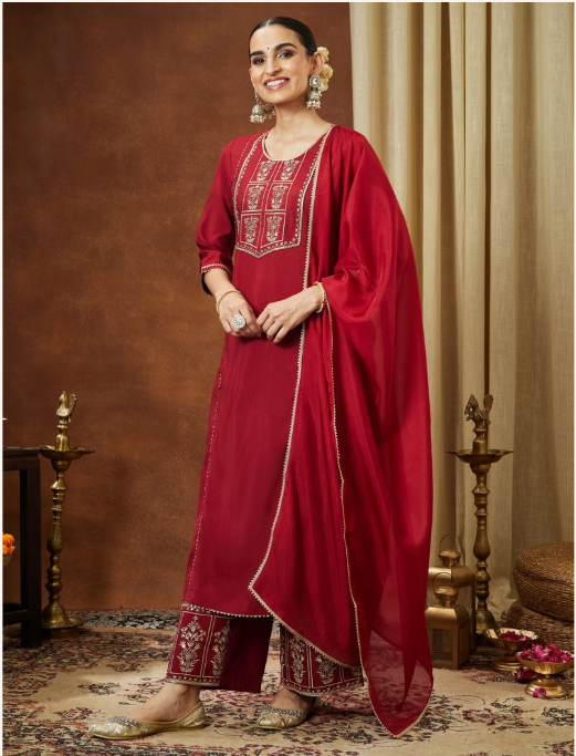 Regalia in Maroon: Chanderi Kurta Set