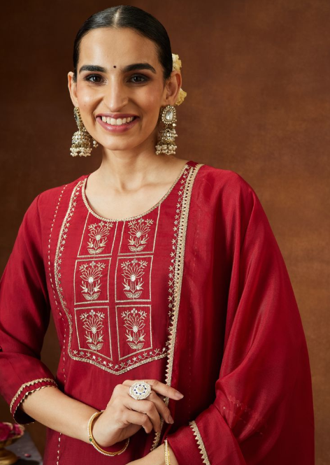 Regalia in Maroon: Chanderi Kurta Set