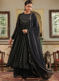 Black & White Foil Printed Georgette Anarkali