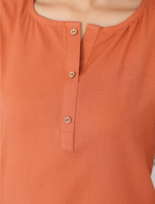 Rust Orange Solid Co-Ord Set with Straight Pants