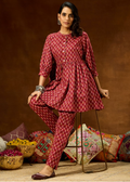 Maroon Pure Cotton Printed Co-Ord Set