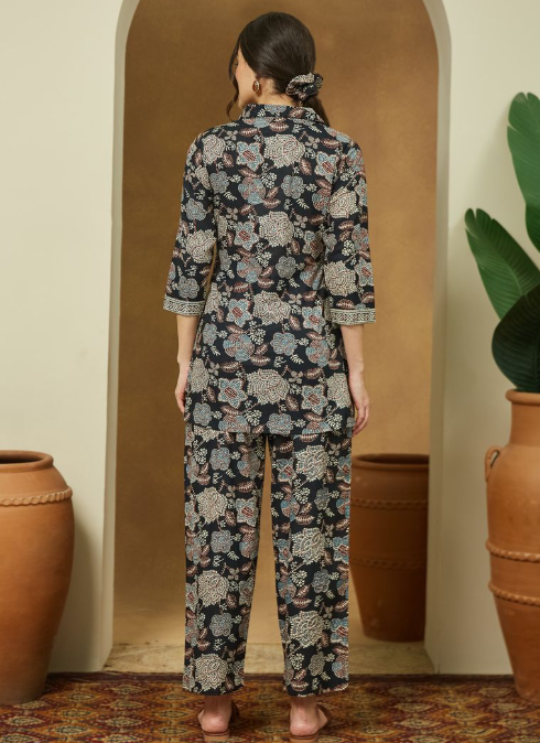 Black Floral Cotton Co-Ord Set