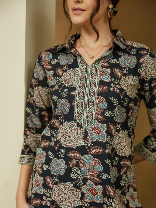 Black Floral Cotton Co-Ord Set